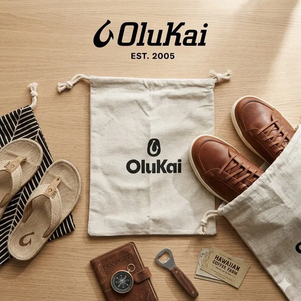 New OluKai Natural Canvas Drawstring Shoe & Travel Bag